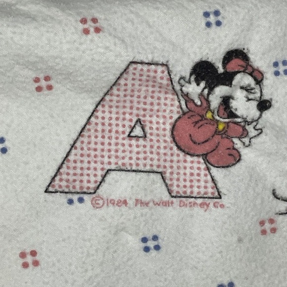 Vintage 80s 2 Receiving Blanket Mickey Baby ABC’s Walt Disney Co 1984 Flannel - Picture 4 of 7